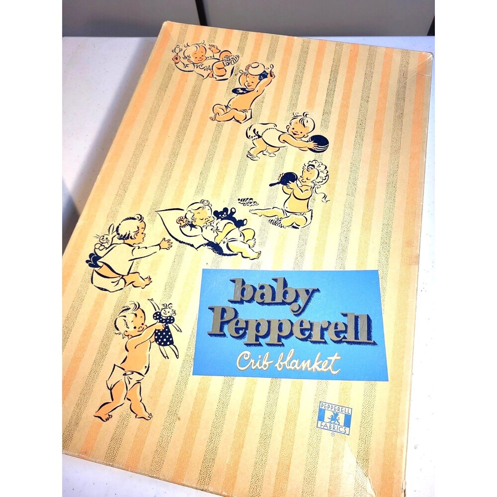 Deadstock Vintage Pepperell Box Deepdown Yellow Wool & Satin Trim Baby Blanket